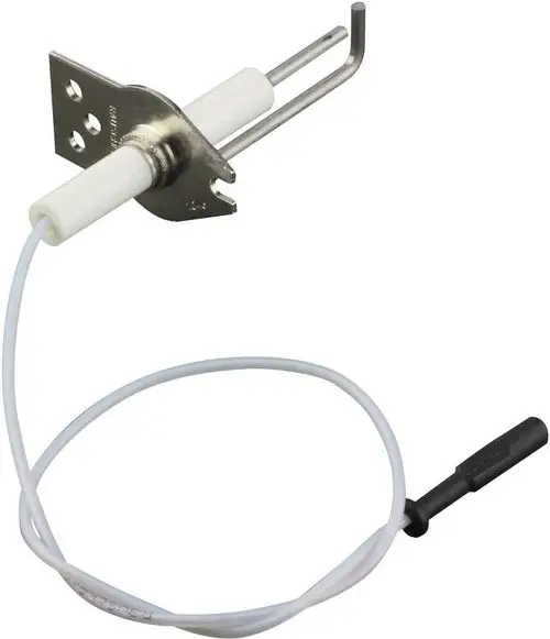 Zündelektrode von Bosch mit Kabel in einer Lötanordnung. Die Elektrode hat eine Metallbasis und ist für Zündanwendungen konzipiert. Kabel ist lang und flexibel.
